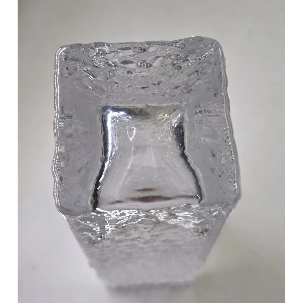 Vintage Iittala Finland Linearia Crinkle Square Vase 7.5